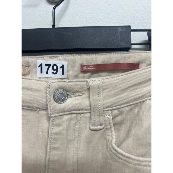 Womens Slim Fit Beige Corduroy Pants With Pockets Stylish & Comfortable Size 27 - Picture 9 of 9